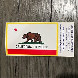 Vintage Authentic CalPIA California Republic Bear Flag Vinyl decal Sticker
